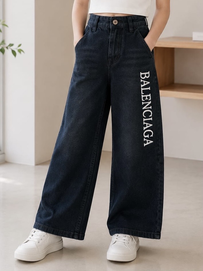 Midnight Blue Statement Wide-Leg Jeans