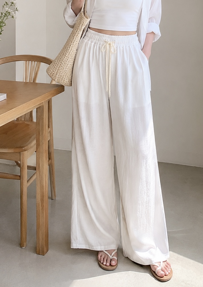 Chaily Korean Luxe Wide-Leg Palazzo Pants – Pearl White