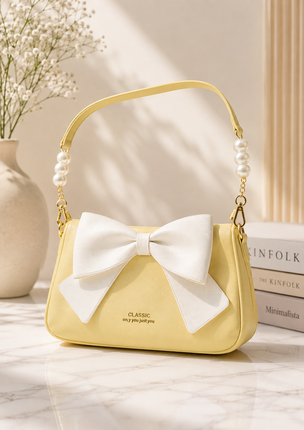 Pearl Bow Grace Shoulder Bag