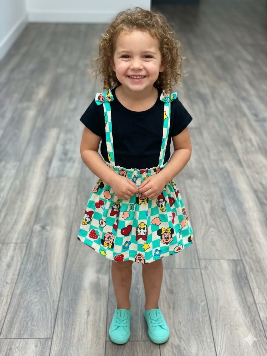 Playful Character Pinafore Outfit