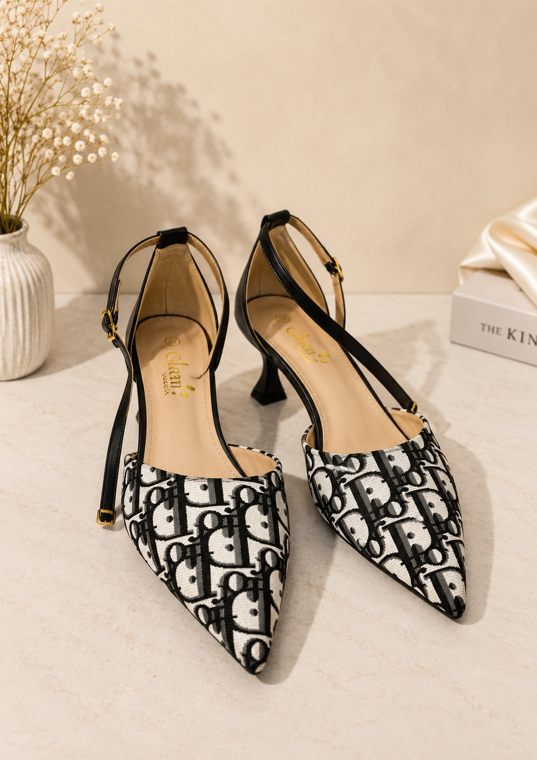 Elegant Monogram Slingback Heels