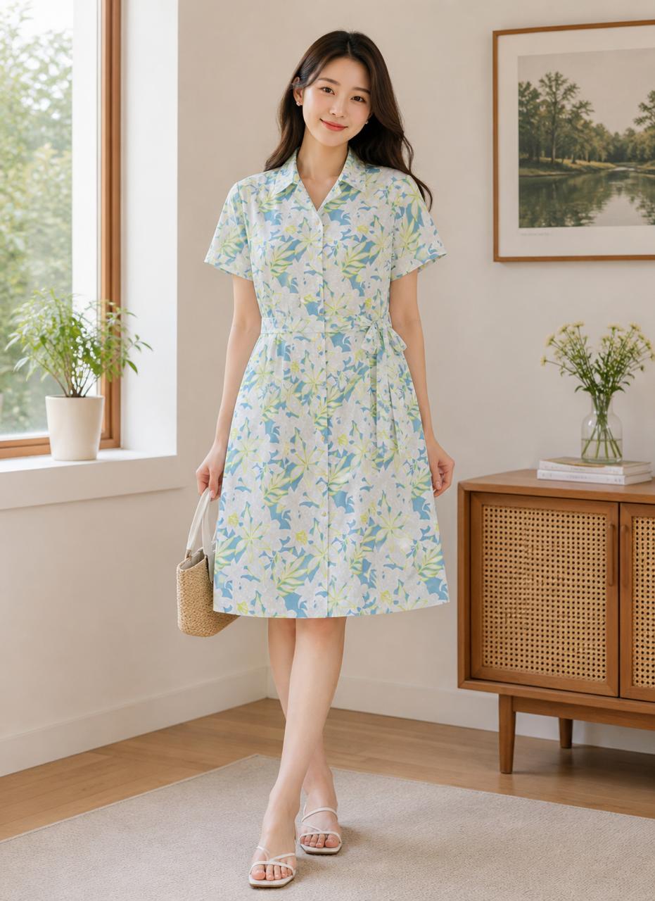Floral Button Front Shirt Dress