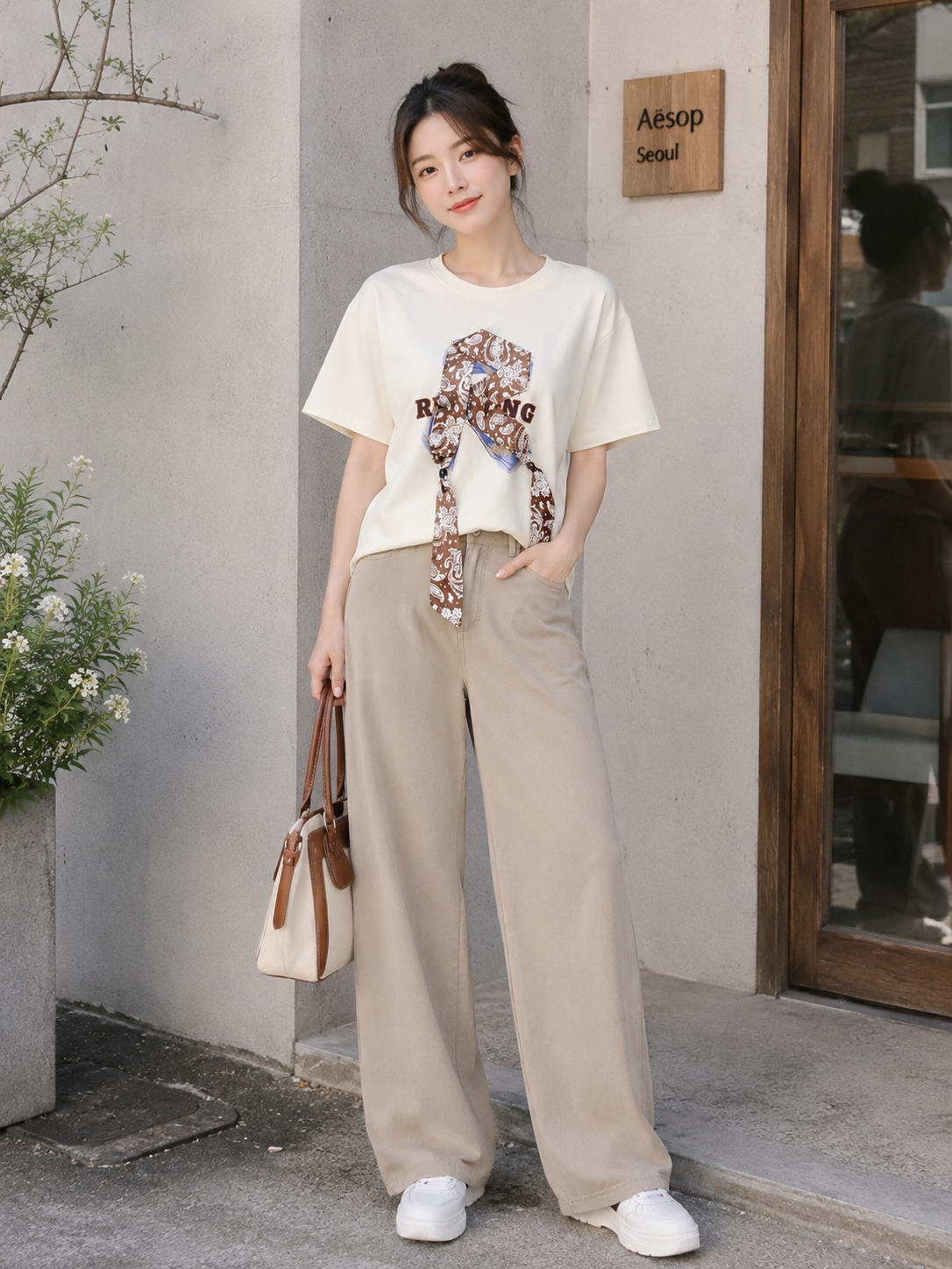 Statement Scarf Embellished Everyday Tee