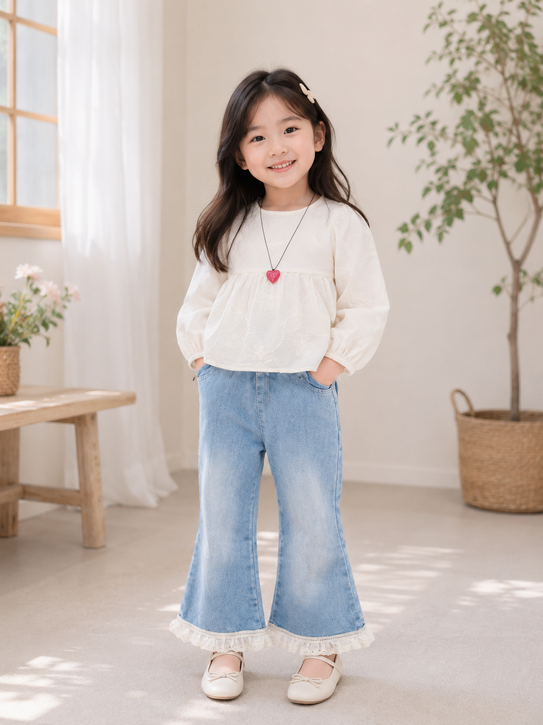 Sweet Bloom Peplum & Flare Pants Set