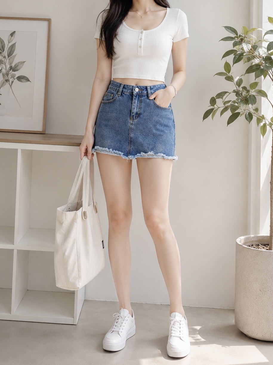 Urban Fringe Denim Mini Skirt