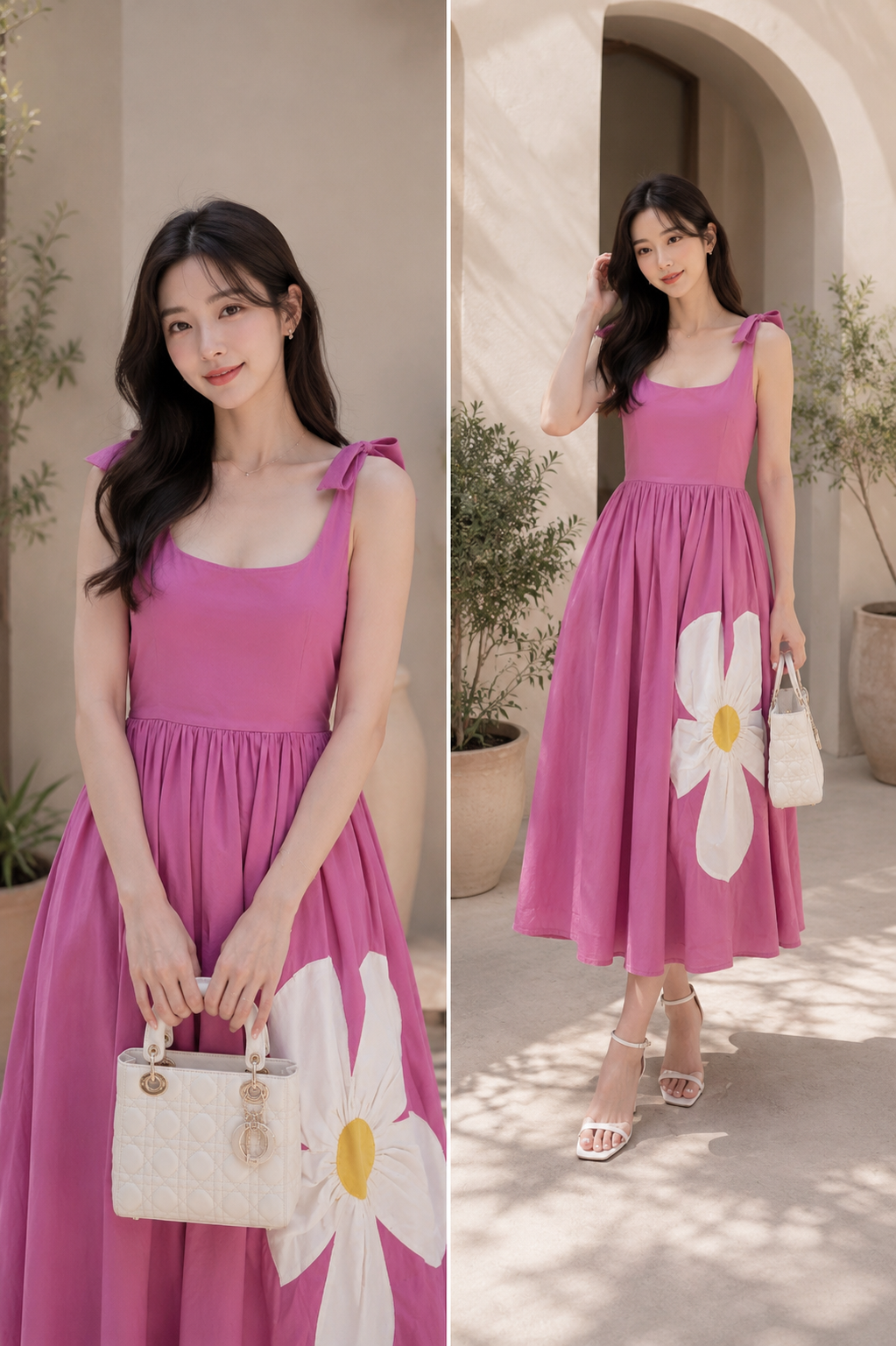 Daisy Bloom Tie-Shoulder Maxi Dress