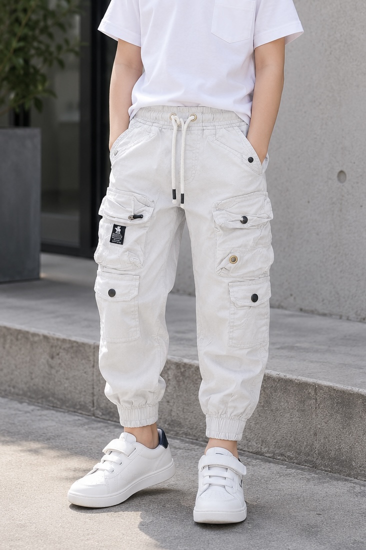 Kids Multi-Pocket Cargo Capri Pants