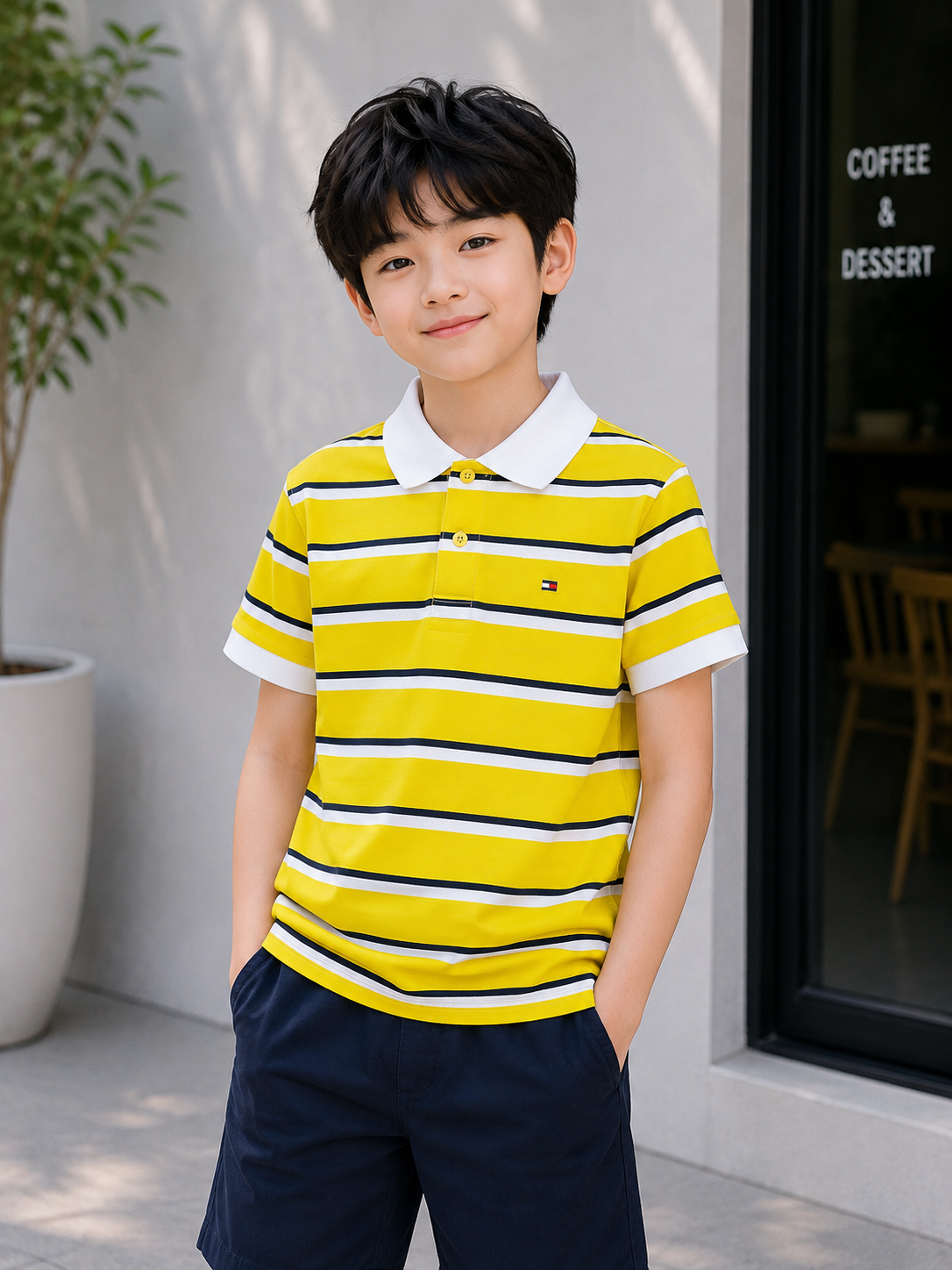 Coastal Stripe Kids Polo T-Shirt