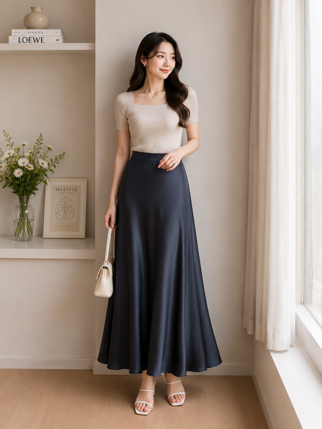 Luna Flow Satin Maxi Skirt