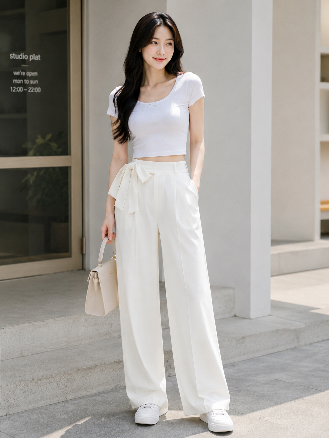 Grace Tie-Waist Wide-Leg Trousers
