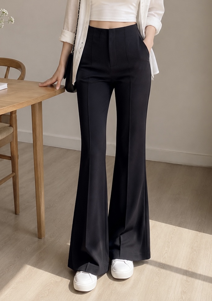 Chaily Seoul Flare Fit Trousers – Midnight Black