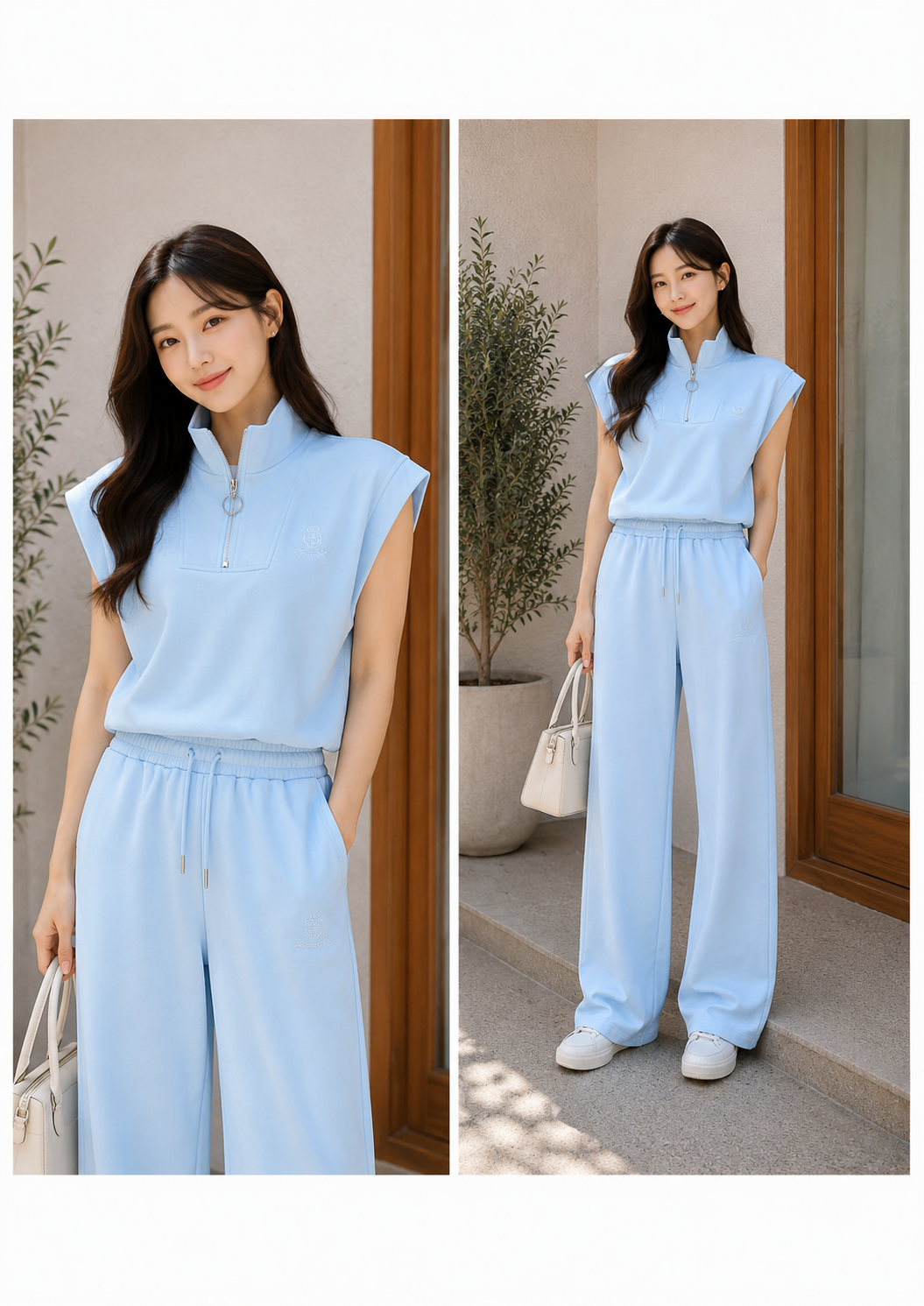 Sky Blue Luxe Athleisure Co-ord Set