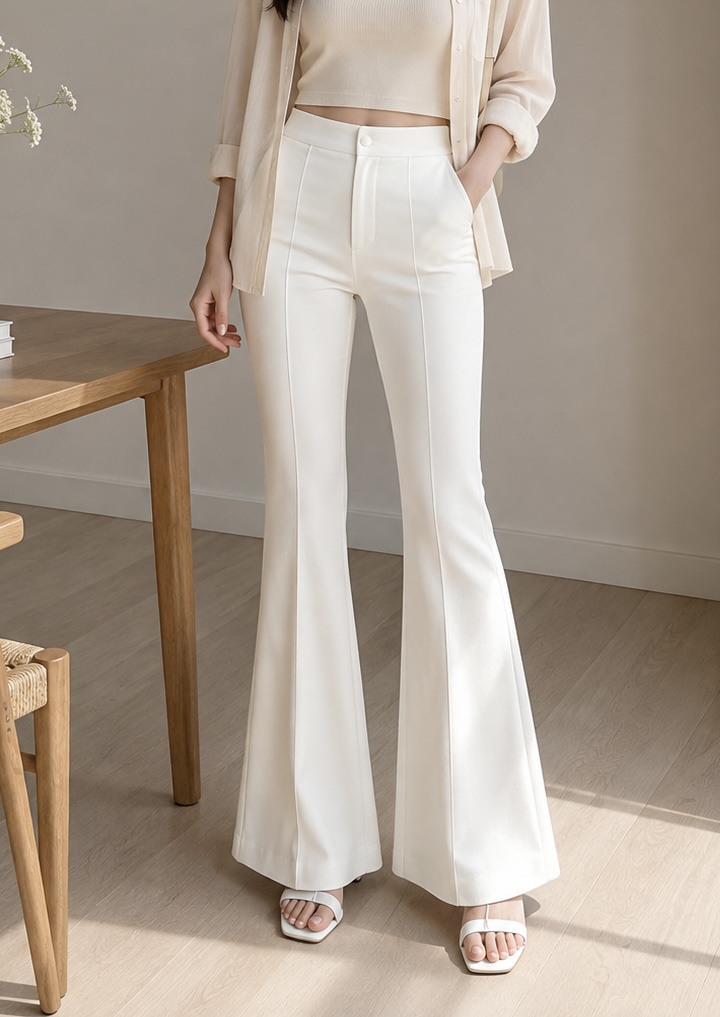Chaily Seoul Flare Fit Trousers – Ivory White